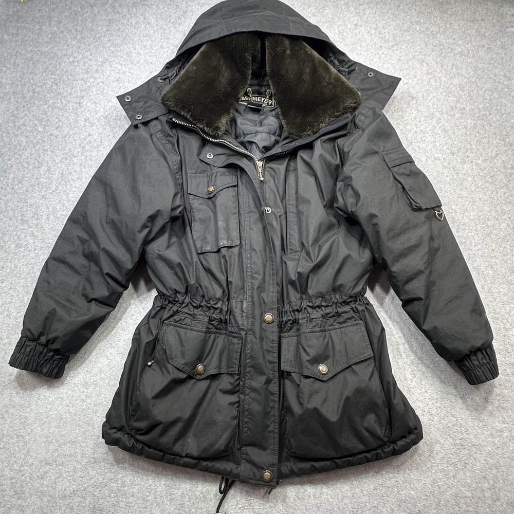 Obermeyer Coat Womens 6 Black Timeless With Fur Parka Removable Hood Ski Pockets
